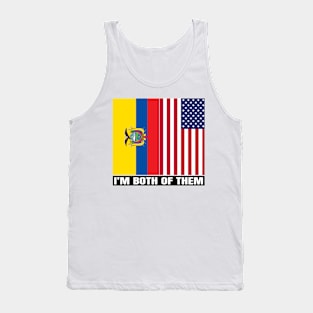 Half American Half Ecuadorian Heritage Ecuador Roots & USA DNA Family Flag Design Tank Top